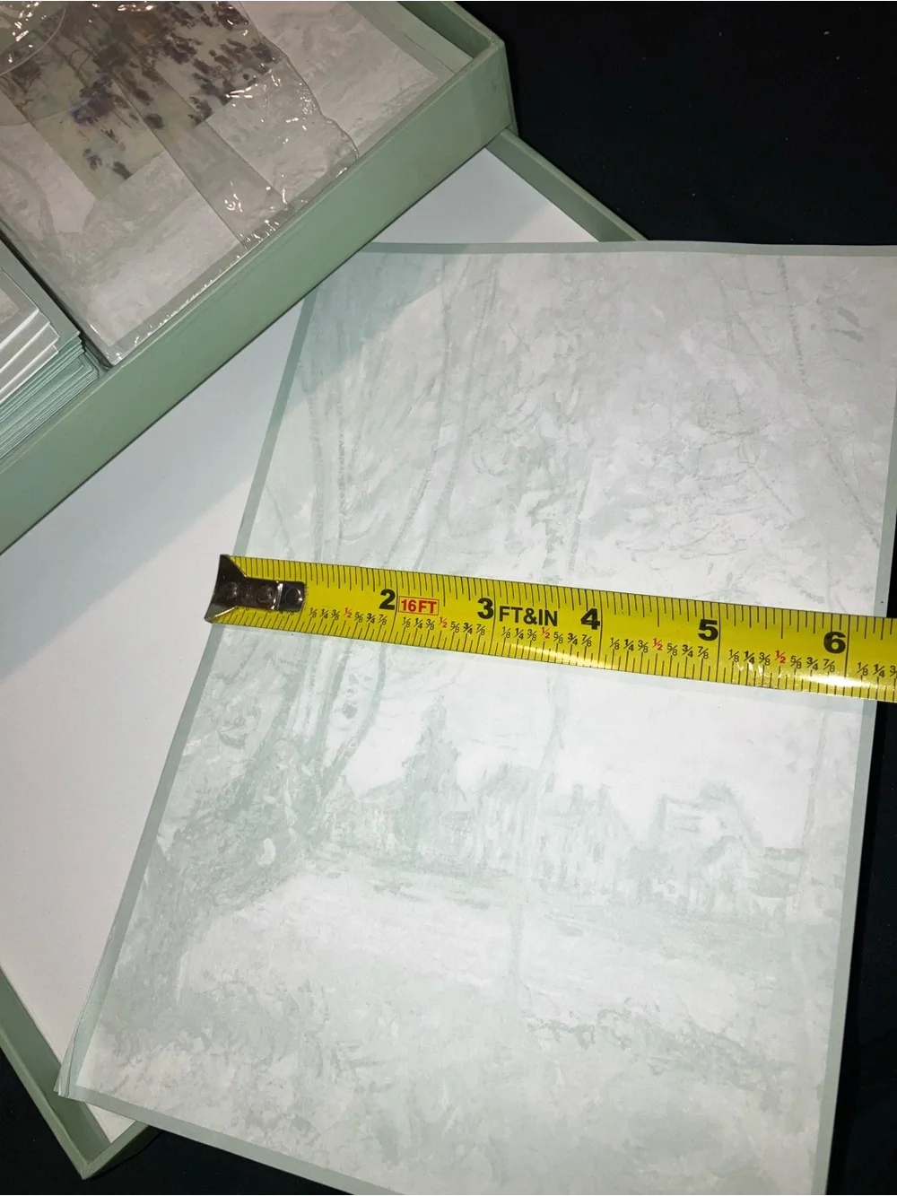 Vintage Monet Mint Green Mixed Stationery Box with Impressionist Artwork